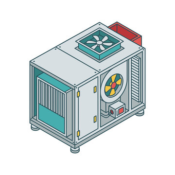 Isometric HVAC Rooftop Unit Vector Illustration