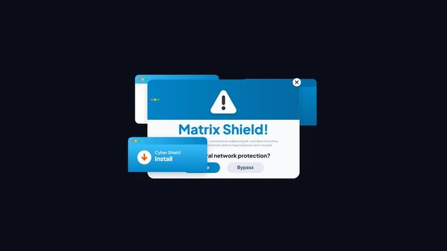 Matrix Shield Cyber Security Network Protection Popup Window UI Motion Graphic Animation