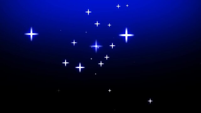 Animated glowing stars and sparkling light particles moving across the scene, creating a magical decorative effect, isolated with alpha channel