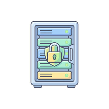 Secure Server Rack Vector Illustration