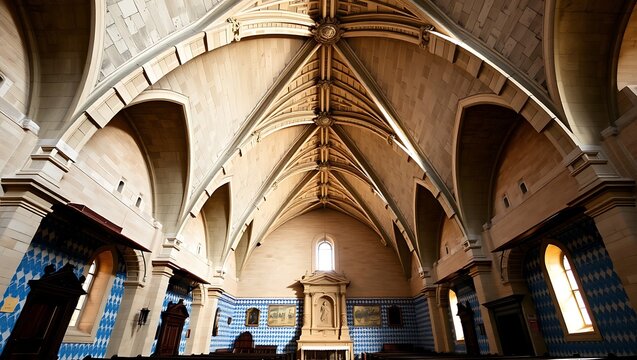 Beautiful arched ceiling inside a historic old church building