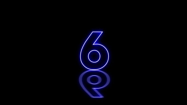 Animated ten second countdown with glowing blue numbers and reflection effect, isolated with alpha channel