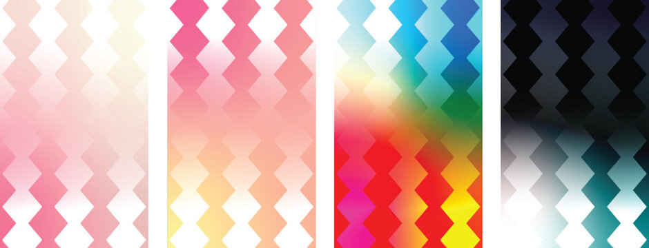 Abstract Digital Geometric Pattern Set Displaying Vibrant Gradient Color Transitions G36