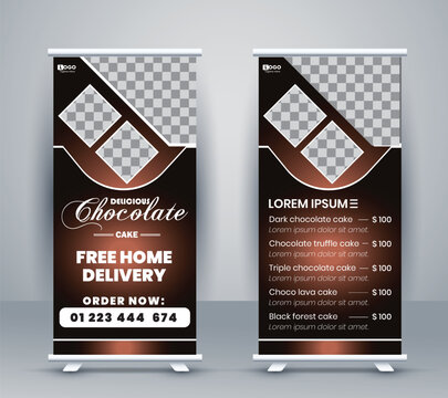 Chocolate dessert cafe sale roll up banner template