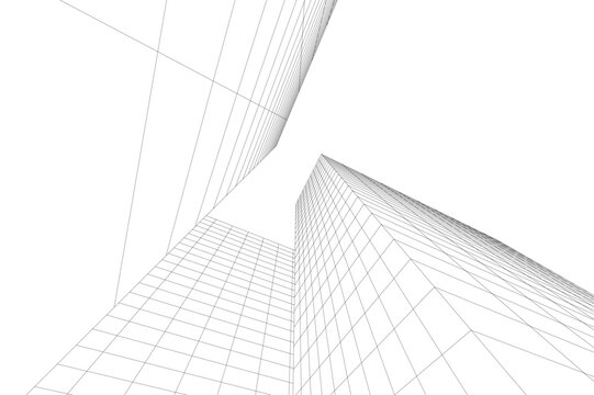 Abstract architectural building 3d rendering
