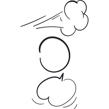 Hand drawn comic speech bubble and motion cloud effect isolated PNG graphic element