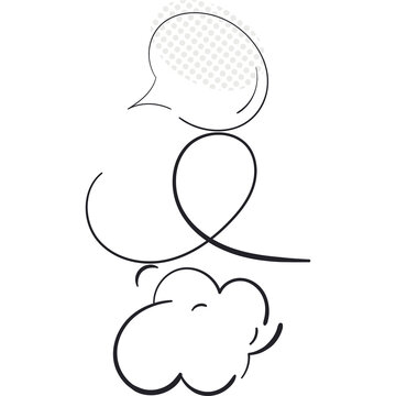 Hand drawn speech bubble and thought cloud doodle set isolated PNG graphic element