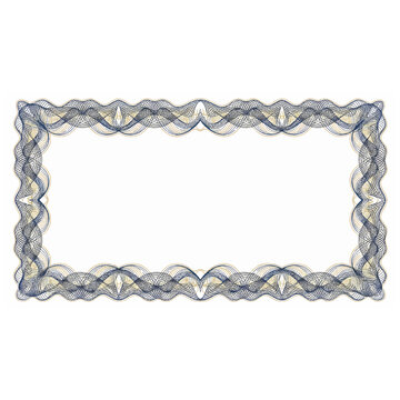 Elegant guilloche certificate border, intricate security pattern frame, classic award document design, decorative financial paper element.