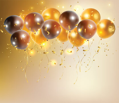 Celebration black and golden realistic balloons