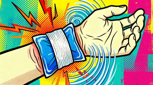 Wrist wrapped with ice pack for World Arthritis Day  