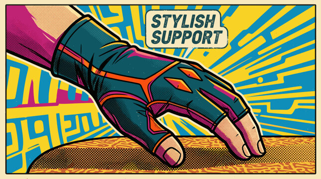 Hand wearing compression glove for World Arthritis Day in colorful style  