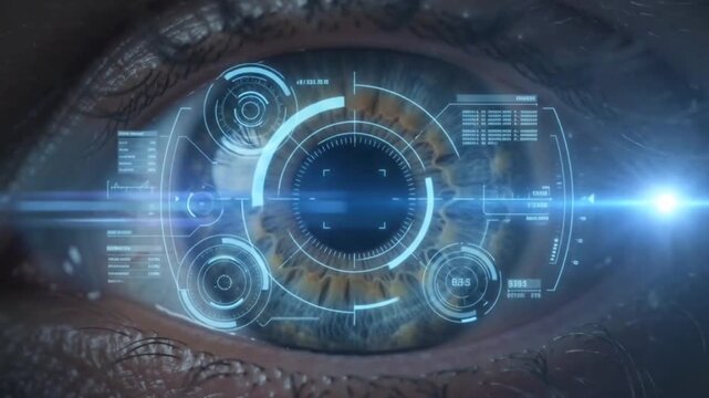 Detailed human eye iris opening with slowly dilating pupil