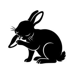 Naklejka premium Sitting rabbit silhouette vector illustration, Rabbit sitting silhouette illustration