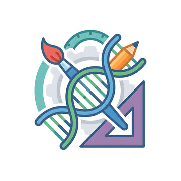 DNA Helix with Creative Design Tools Illustration