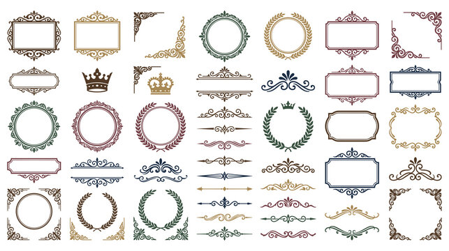 Ornate decorative borders and frames for elegant invitations and cards.