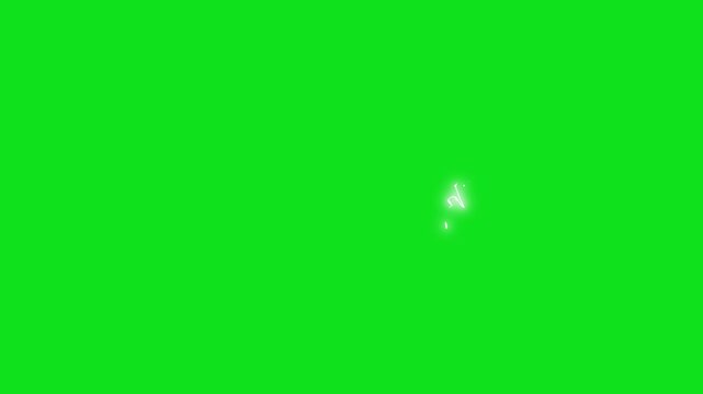 White electric thunder energy explosion animation with neon lightning bolts, cartoon sparks, glowing plasma arcs, dynamic shockwave motion, flash effects, on green background 4K..