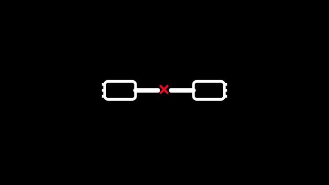 Ethernet connection icon with error indicator disconnected animation