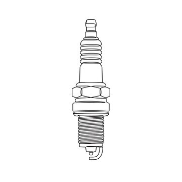 Spark Plug Line Art Illustration - Essential Engine Component for Ignition Systems