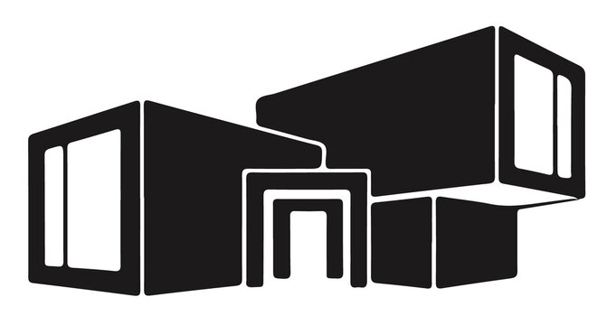 Modern minimalist shipping container house vector icon