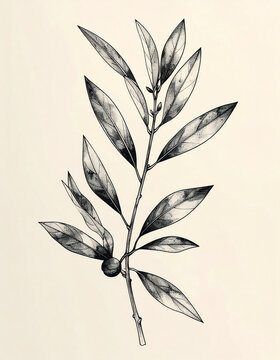 Minimalist olive branch tattoo with delicate botanical linework