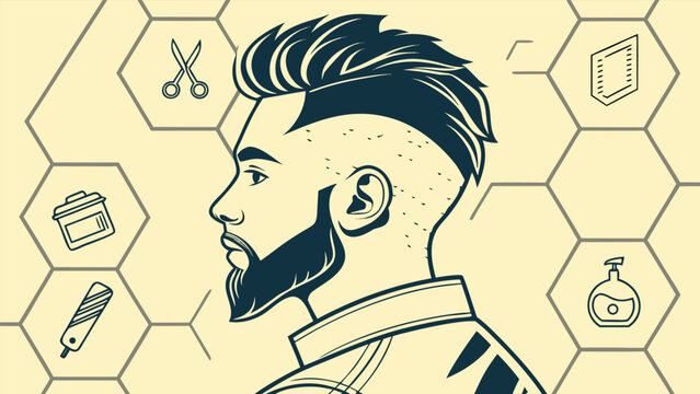 Hair style vector art for barber shop.