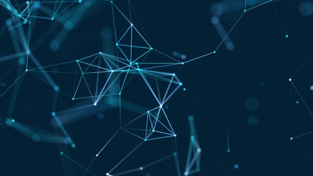 Abstract digital connection dots. Technology background. Network connection structure. Plexus effect. 3d rendering	