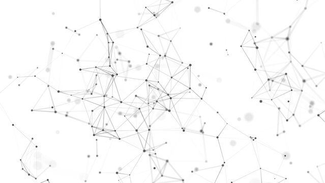 Structure of connected lines and dots. Wireframe polygonal elements on a dark background. Science and technology. 3d	