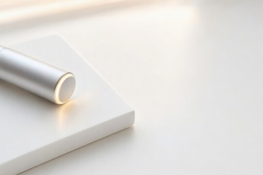 White minimalist cylinder block mockup on light background