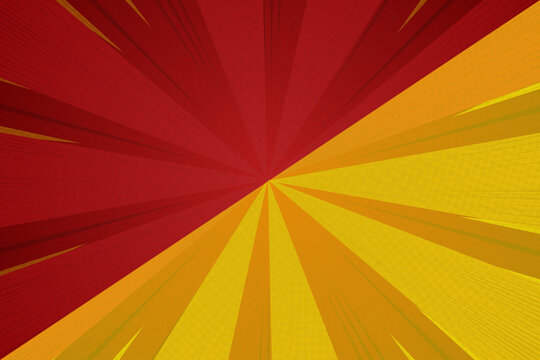 Red and Yellow Comic Background. Red Yellow Pop Art Background, Comic Burst Radial Background.