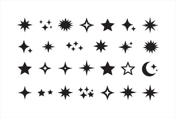 Fototapeta premium Star icons set. vector sparkles collection. shiny light effect, glow and flash design elements. Modern vector icons set