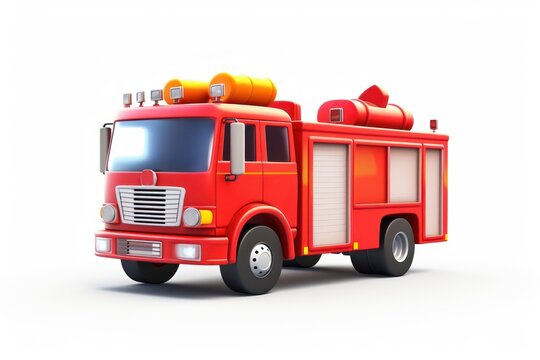 Fire truck vehicle white background transportation.