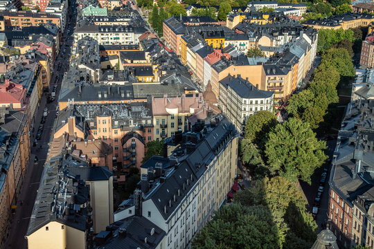 Aerial view of Stockholm City, Sodermalm district