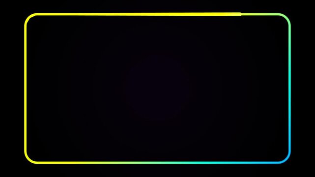 Abstract glowing rectangles with neon outlines pulsing smoothly on a dark background for digital displays