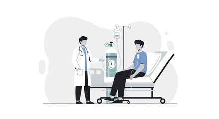 Fototapeta premium Medical Professional Explaining Oxygen Therapy To Patient In A Hospital Setting
