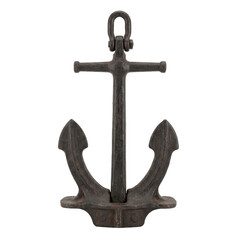 Vintage cast iron anchor isolated on a white background for maritime themes © maximon4ik