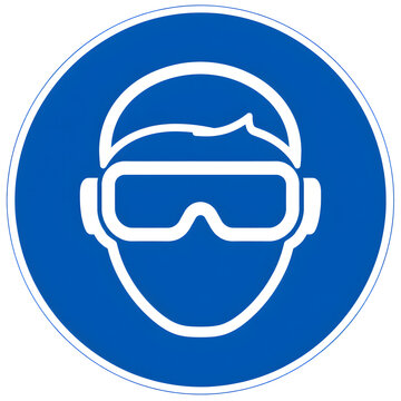 Safety Goggles Mandatory Sign for Eye Protection on Blue Circle