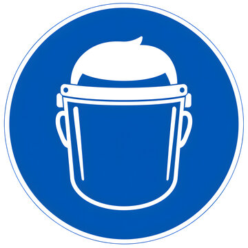 Face Shield Mandatory Sign for Workplace Face Protection on Blue Circle