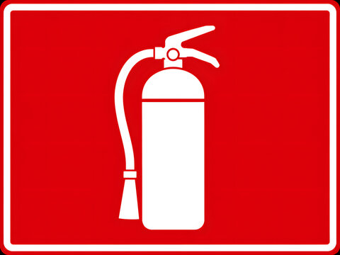 Fire Extinguisher Emergency Equipment Red and White Safety Sign