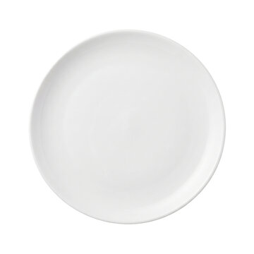 Simple white ceramic plate on a clean white background for culinary presentations