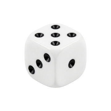 Single white die with black pips showing the numbers 5 and 4