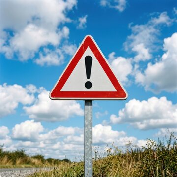 Cautionary Warning Sign Against Vibrant Summer Sky