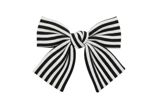 Elegant black and white striped bow isolated on transparent background