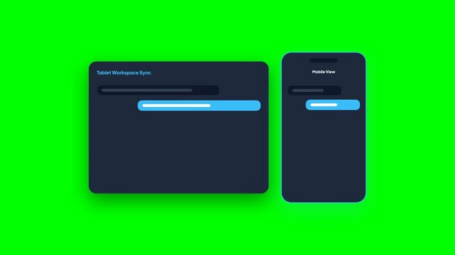 Tablet and Smartphone Messages Syncing on Green Screen