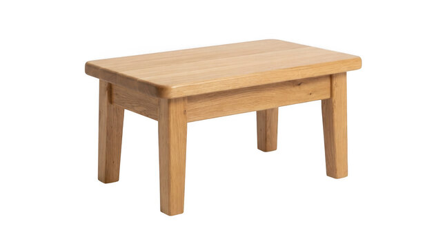Sturdy rectangular wooden side table isolated on transparent background for home furniture and interior decoration