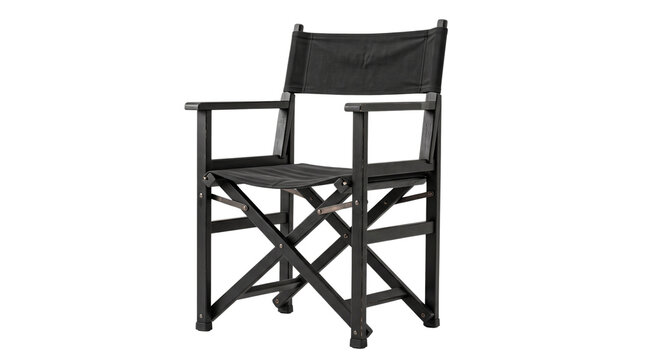 Black Director Chair Isolated PNG for Film Production and Studio Design