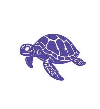 Creepy Skeletal Sea Turtle icon. Purple silhouette of a spooky undead ocean reptile with exposed bone patterns, ideal for dark fantasy and marine graphic designs