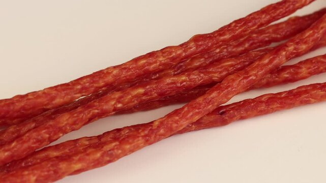 Snacking on spicy beef jerky