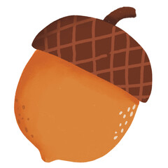 Cute brown acorn watercolor © Putri