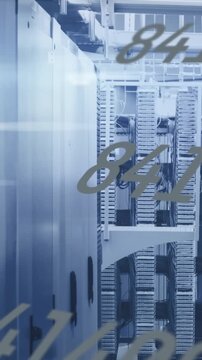 Animation of numbers and data processing over computer servers