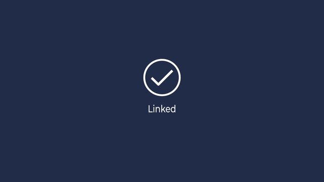 Linked text with minimalist loading and checkmark concept on the black background. Motion graphics of connected idea. Animation of 4k video. 